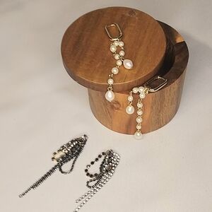 Stella Dot multi wear pearl and chain chandelier earrings. EUC